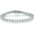 thumbnail image 5 of GEMSME 18K White Gold Plated Tennis Necklace/Bracelet/Stud Earrings/Band Ring Sets Hypoallergenic Jewelry Pack of 4, 5 of 5