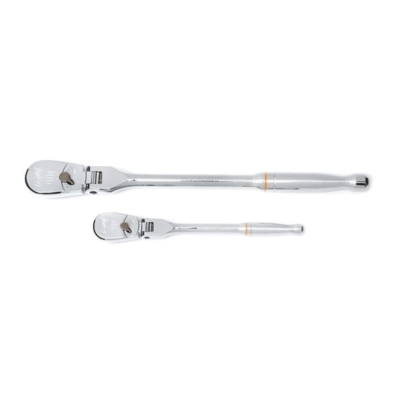 GEARWRENCH Ensemble de Cliquets à Tête Flexible 2 Pcs, Entraînement 1/4 Pouces et 3/8 Pouces, 90 Dents, Polissage Complet - 81216T
