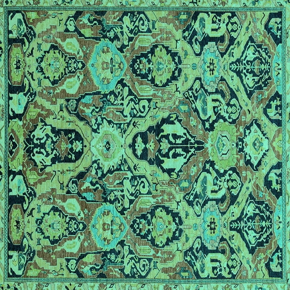 Ahgly Company Indoor Square Abstract Turquoise Blue Modern Area Rugs, 6' Square