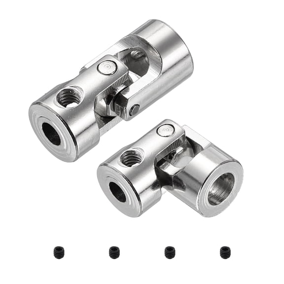 Uxcell 2pcs Universal Joint Shaft Coupling, 4mm to 6mm Inner Dia Rotatable Steering Shaft U Joints Coupler with Screws for RC Car, Robot, Boat Drive Ship Motor Use