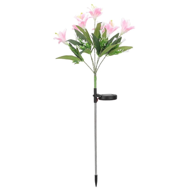 Solar Lily Flower Lights Walkway Garden Outdoor Plastic Waterproof Pink Lighting 1Pack