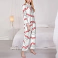 thumbnail image 3 of Haiem Baseballs Pattern Women’s Long-sleeve Sleepwear,Sleepwear Set,2-piece Loungewear Set,Soft PJs Comfy Nightwear with Pockets-Medium, 3 of 7