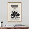 thumbnail image 2 of PixonSign Framed Canvas Print Wall Art Duotone Dark Mid-Century Retro Palm Leaf Circle Abstract Shapes Illustrations Modern Art Boho Decorative Chic for Living Room, Bedroom, Office - 16"x24" NATURAL, 2 of 5