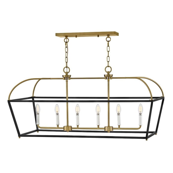 84275BK-LCB Lark Tate - 30W 6 LED Large Linear Chandelier-19.75 Inch Tall and 40 Inch Wide