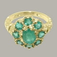 thumbnail image 5 of LBG British Made 9k Yellow Gold Ring with Natural Emerald Womens Statement Ring - 33 size options - Size 4, 5 of 8