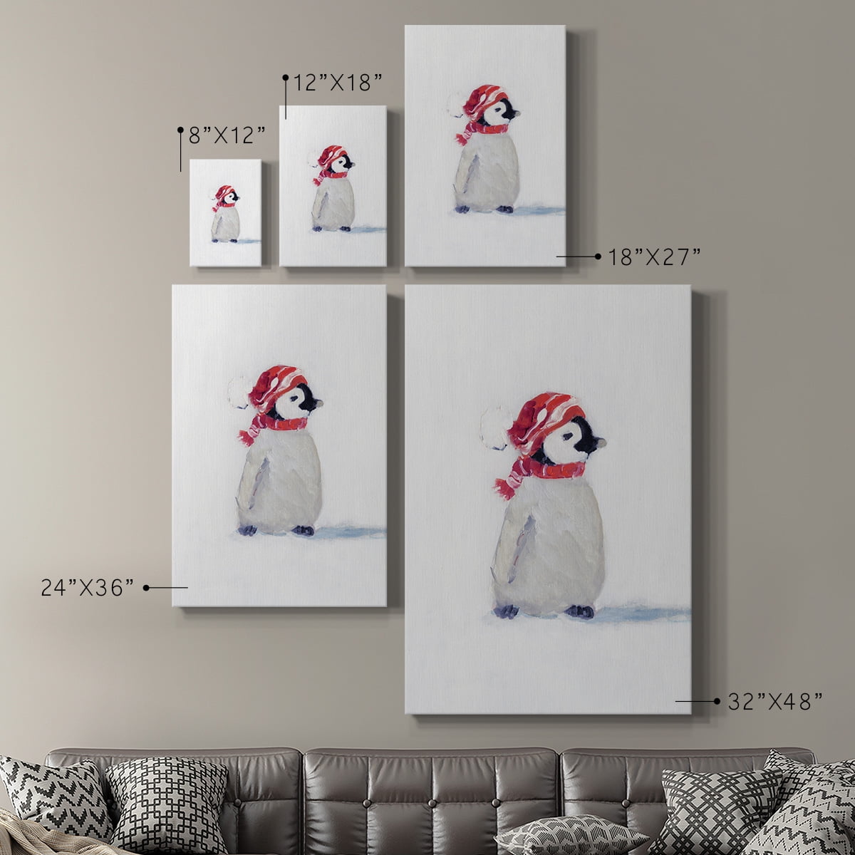Wexford Home 8X12 Penguin Play I Premium Gallery Wrapped Canvas - Ready to Hang