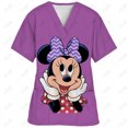 thumbnail image 3 of Ropa de enfermería para mujer, camiseta de enfermería con estampado de Disney Minnie y Mickey, tops informales de manga corta con cuello en V y bolsillo, uniforme para mujer, 3 of 5