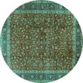 thumbnail image 1 of Ahgly Company Machine Washable Indoor Round Persian Turquoise Blue Traditional Area Rugs, 3' Round, 1 of 4
