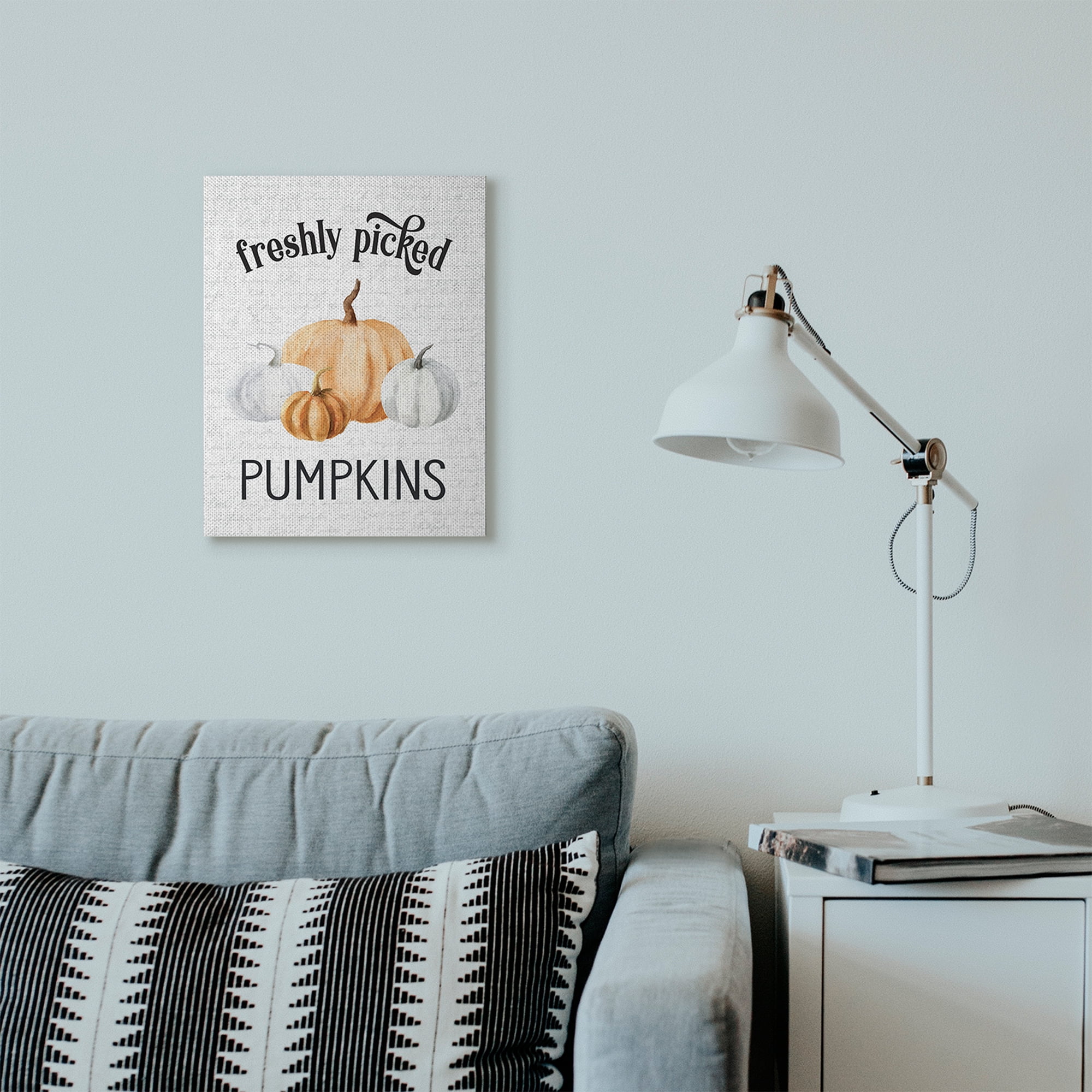 Stupell Industries Freshly Picked Pumpkins Autumn Fall Seasonal Design Canvas Wall Art by Lettered and Lined