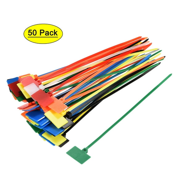 Uxcell Cable Zip Ties Adjustable Cable Tie 6 Inch Label Tag Mark Self-Locking Nylon Wire Strap Multicolored 50pcs