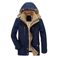 thumbnail image 3 of Men's Winter Medium Length Jacket Nylon Spandex Padded and Thickened with Pockets Hooded Down for Cold Weather, 3 of 3
