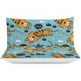 thumbnail image 3 of HAHDAXIA Tiger Cute Pattern Bedding Solid Comforter Set for All Seasons,3 Pieces(1 Comforter+2 Pillowcases),Soft Microfiber Bedding Set Twin(86"x70"), 3 of 7