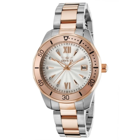 Invicta 21911 Women's Pro Diver Ss And Rose 18K Gp Ss Silver-Tone Dial Watch