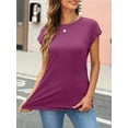 thumbnail image 4 of Womens Tops Casual Dressy Basic T Shirts Loose Fit Crewneck Cap Sleeve Tee Summer Outfits 2024, 4 of 6