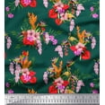 thumbnail image 1 of Soimoi Polyester Crepe Fabric Floral,Flamingo & Macaw Parrot Bird Print Sewing Fabric Yard 52 Inch Wide, 1 of 3