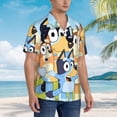 thumbnail image 4 of Lsque Bluey Pattern Hawaiian Shirt for Men Unisex Summer Beach Casual Short Sleeve Cotton Linen Button Down Shirts-Medium, 4 of 6