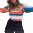 thumbnail image 3 of SAYOO , prendas de punto caladas para mujer, blusas cortas de manga larga con cuello cuadrado de colores variados SAYOO Moda, 3 of 6