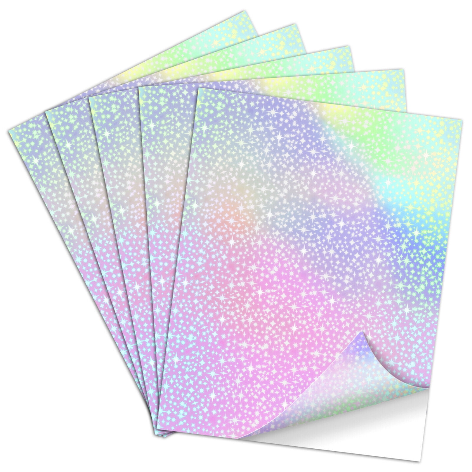 72 Sheets Holographic Sticker Paper, Transparent Holographic A4 Vinyl  Laminate Film, Clear Overlay Lamination Sticker Paper Self Adhesive  Waterproof