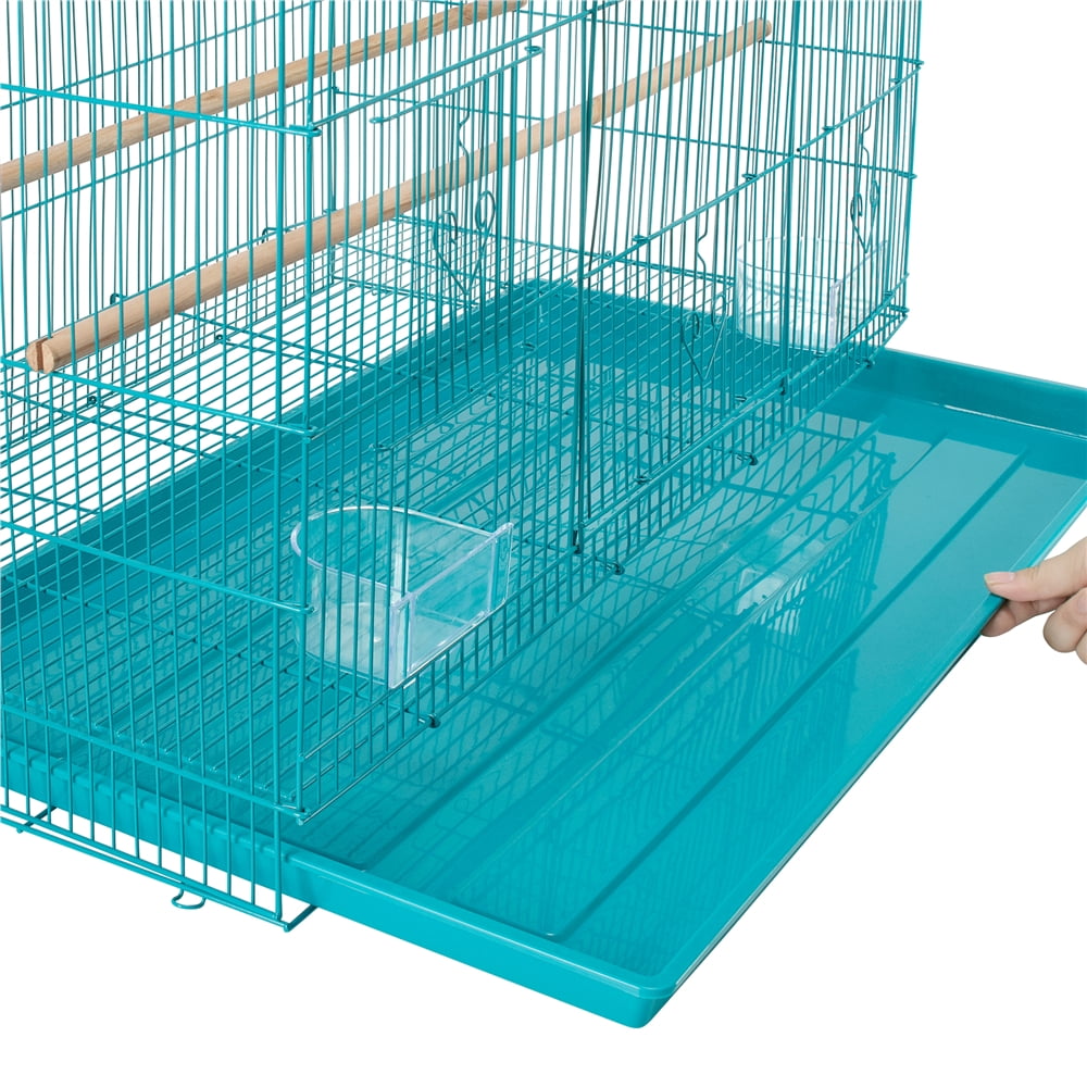 Renwick Metal Flight Cage for Birds, Teal Blue