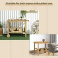 thumbnail image 6 of Outsunny Outdoor Wood Bar Cart Patio Serving Cart with Wine Holders, Natural, 6 of 9