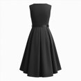 thumbnail image 5 of Larisalt Girls Mesh Summer Dress Sleeveless Crewneck Bow Tie Waist Asymmetric Bottom A-Line Dresses, 5 of 5