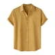 thumbnail image 2 of Ceisia Men's Solid Color Loose Fit Short Sleeve Button Down Shirt for Casual & Vacation Wear Yellow L Gifts, 2 of 9