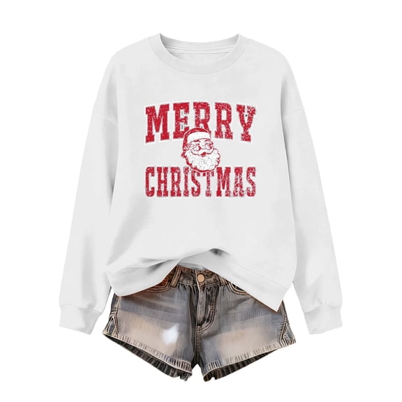 Edvintorg Sweatshirts for Women Trendy Christmas Printed Loose Casual Lightweight Sweatshirt Fashion Long Sleeve Pullover Tops