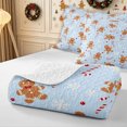 thumbnail image 4 of Erosebridal Christmas Gingerbread Man Quilt Full 3-Piece,Happy Xmas Full Bedspread Sets,Light Blue,1 Coverlet and 2 Pillowcases, 4 of 7