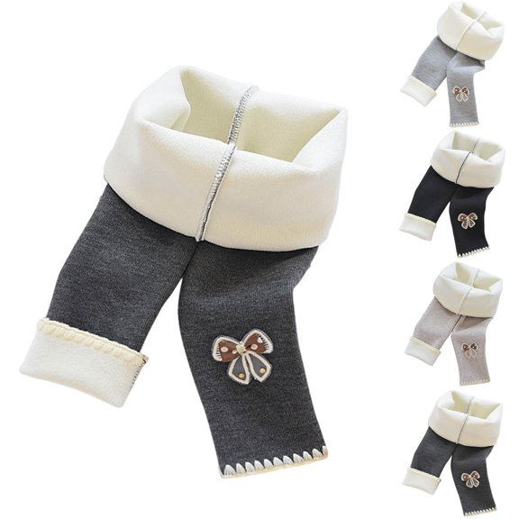 HVOBTTY Toddler Slim Leg Leggings, Fall Long Pants for Girl, Girls Casual Thick Fleece Lamb Cotton Base Layer Elastic Outer Wearable Thickened Yoga Long Pants Black, 4-5 Years