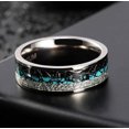 thumbnail image 2 of Wedding Rings For Women. 6mm Steel Band w Turquoise & Duo Meteorite Inlay, 2 of 6