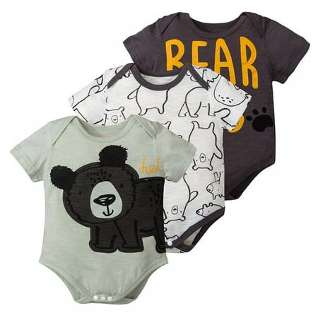 

[Big Save!]Unisex Bodysuits 3-Pack Short Sleeve 100% Organic Cotton Newborn Boy Girl Infant Cotton One-piece Jumpsuits Home
