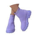 thumbnail image 3 of Women's Mid Calf Boots On Low Heel Sole Design for Everyday Casual Wear Travel Outfits and Outdoor Activities Comfortable Footwear,Color:Purple,Size:5.5, 3 of 9