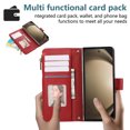 thumbnail image 6 of Phone Case for Samsung Galaxy Z Fold 5 Wallet Cover with Crossbody Shoulder Strap and Leather [RFID Blocking] Credit Card Holder Pocket Stand Cell Accessories Mobile Flip Purse,Red, 6 of 10