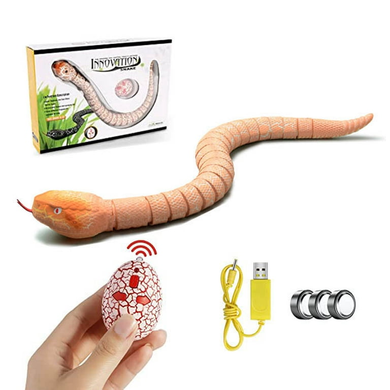 Realistic Remote Control RC Snake Toy Fast Moving Simulation Fake  Rattlesnake Robotic Toy Battery Powered Snake-Egg Controller USB  Rechargeable Snake