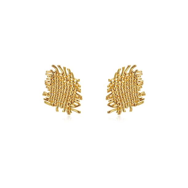 Pendientes para mujer, pendientes de tuerca con textura de tejido plano, pendientes hipoalergénicos con poste de plata para mujeres y niñas, regalos de joyería