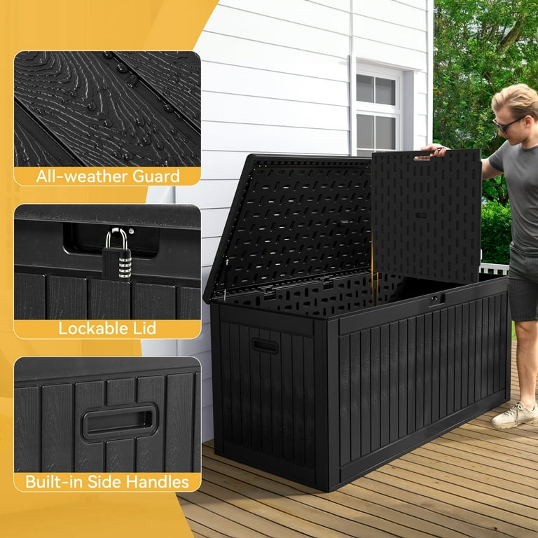 Dextrus 260 Gallon Waterproof Resin Deck Box, Lockable, for Patio