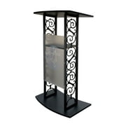 FixtureDisplays® Truss Podium Metal Pulpit Church Podium Conference Pulpit Event Lectern Cup Hold with Pray Hand Logo Decor 18353++12152