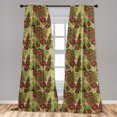 thumbnail image 4 of Ambesonne Floral Curtains, Flowers Fashion Abstract, Pair of 28"x63", Apple Green Pastel Pink, 4 of 4