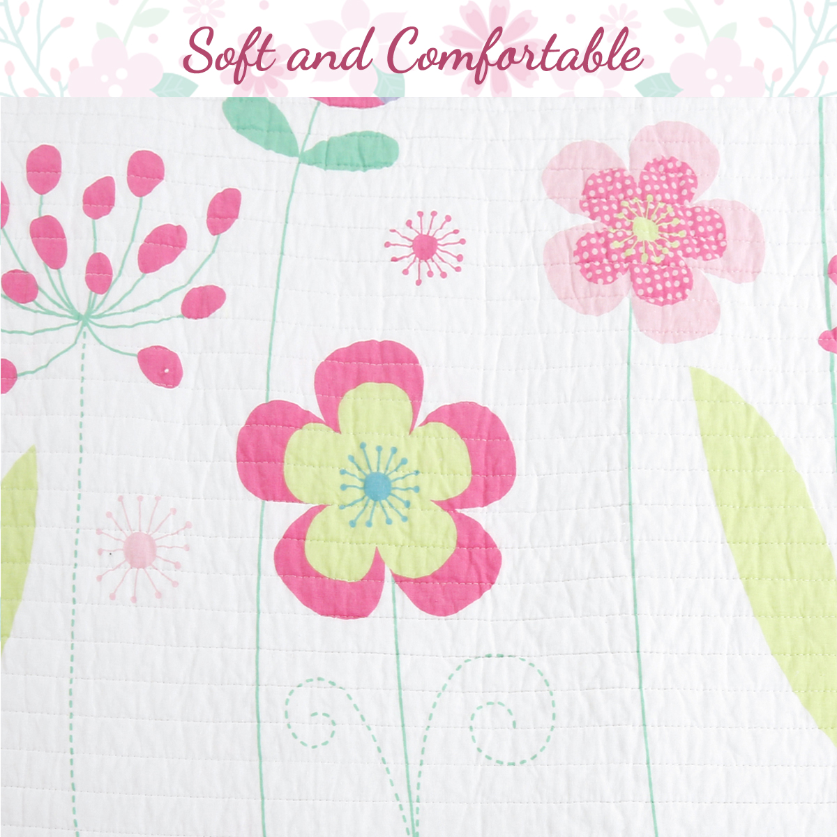 Cozy Line Home Fashions Blossom Pink Flower Butterfly Floral Girl Twin 2 Piece Quilt Bedding Set