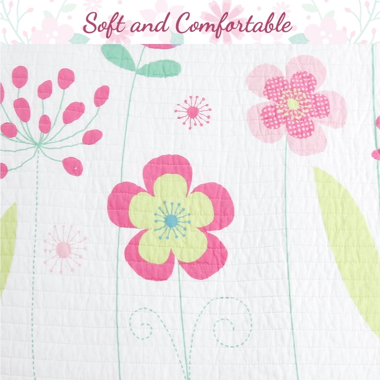 Better Home Style Butterfly Floral Patchwork Quilt Set - Twin Size Bedspread With Pillow Sham