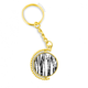 thumbnail image 1 of Textura pincelada línea vertical Anillo de oro de metal llavero llavero, 1 of 3