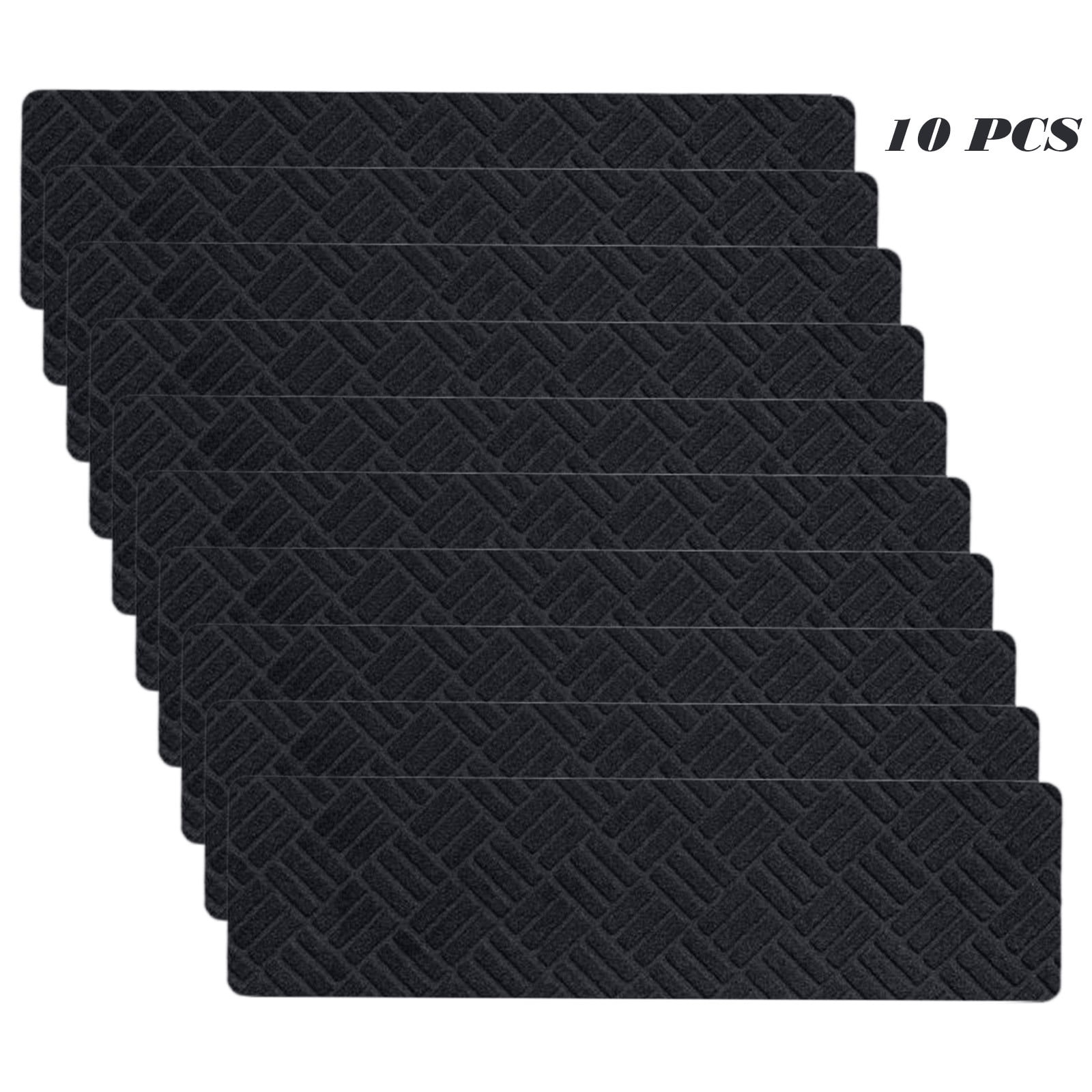Meitianfacai 10PCS Non-Slip Stair Treads for Indoor Use, Large Size 21.6x7.4in Anti-Slip Carpet Mats with Reusable Adhesive, Safe for Kids, Elders & Pets, Easy to Clean(Black)