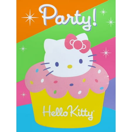 Hello Kitty Birthday Party Invitations - Hello Kitty 'Cupcake' Invitations w/ Envelopes and Thank You Postcards (8ct)