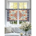 thumbnail image 6 of Sheer Curtains 45 Inches Long, Orange Blue Ethnic Light Filtering Window Curtains for Living Room/Bedroom, Boho Vintage Geometric Art Rod Pocket Voile Sheer Curtain Drapes, 52"W x 45"L, 2 Panels, 6 of 8