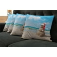 thumbnail image 5 of Ambesonne Christmas Throw Pillow Cover 4 Pack, Sandman with Santa Hat, 16", Blue Cream, 5 of 5