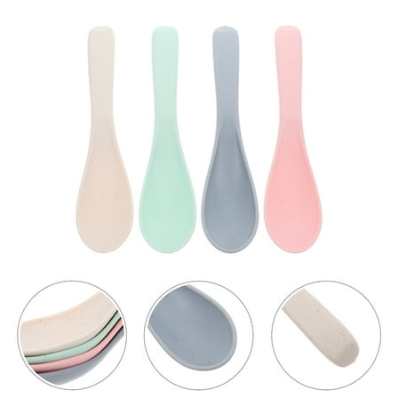 Minkissy Toddler Spoon Green Wheat Straw 4Pcs 6.0x1.3x0.8In