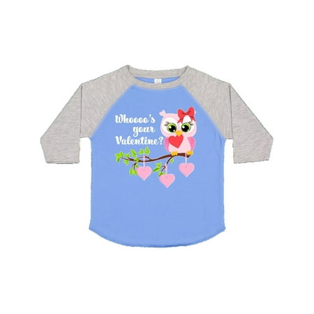 

Inktastic Whoooo s Your Valentine with Cute Pink Owl Gift Toddler Boy or Toddler Girl T-Shirt
