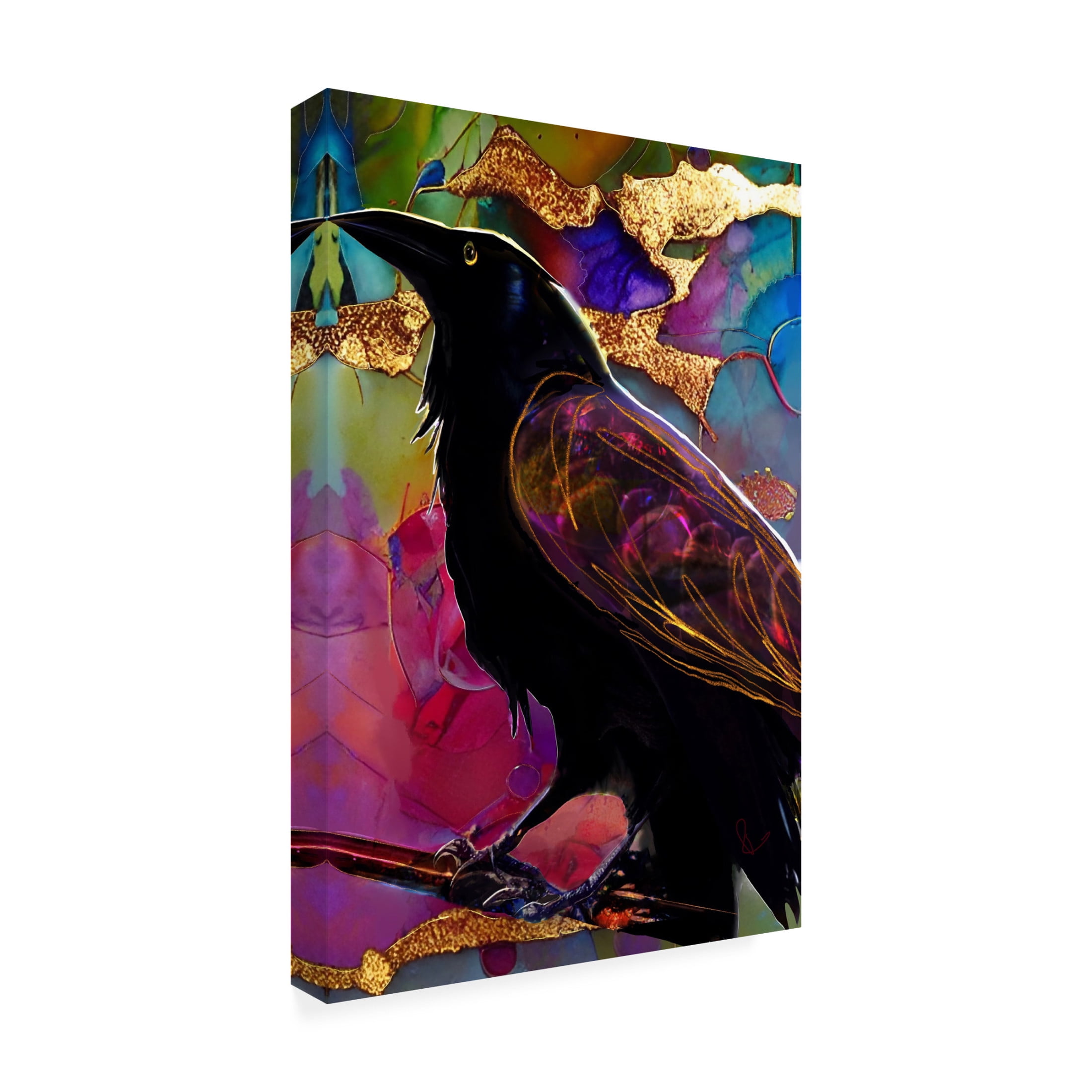 Trademark Fine Art Ruth Day Raven with Pink and Gold Canvas Wall Art