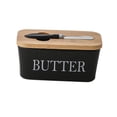 thumbnail image 2 of deevoka Ceramic Butter Dish Reusable Practical Multiuse with Cover Cheese Butter Storage Black Butter, 2 of 9