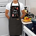 thumbnail image 3 of 2 Pack Adjustable Bib Apron with Pockets - Festive " Strong Christmas " Design with Gifts Tree & Ornaments - Perfect for Cooking, 3 of 5